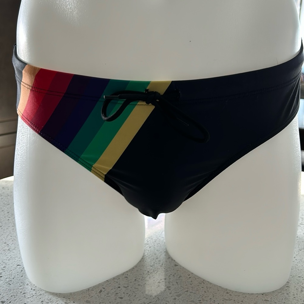 Men’s swim brief multi coloured stripes